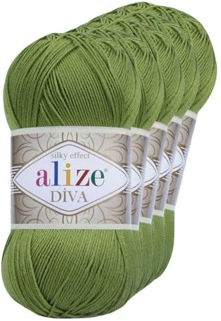 500g Strickgarn ALIZE DIVA - Häkelgarn Wolle Sommer Stricken Häkeln, Farbe:210 grün