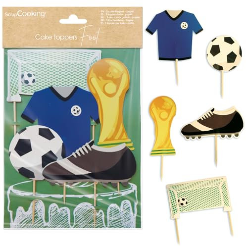 ScrapCooking - Cake Topper Fußball – Papierdekoration für Kuchen & Cupcakes – Trikot, Ball, Tor – Geburtstagsdeko – 4946