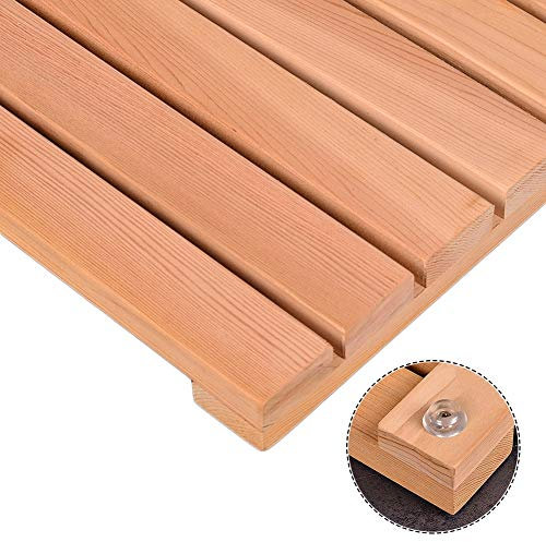 Rutschfeste Holz-Duschmatte für Sauna und Badewanne, wasserdicht, quadratisches Design, für den Innenbereich, Naturholz-Fußmatten, 30 x 50 cm
