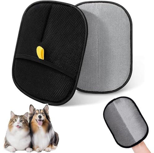 XUDUOO 2 Stück Pet Hair Remover Glove,Wiederverwendbare Fellpflegehandschuhe für Haustiere, Fellmagnet Katzen Hunde, Für Glattes und Gesundes Fell, Static Removal Gloves for Clothes, Sofas, Carpets