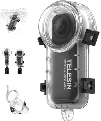 TELESIN Insta 360 X4 Invisible Dive Case, 50m/164ft Waterproof Case Protective Underwater Diving Housing Shell for Insta360 X4 with Bracket Accessories, All-round Underwater Shooting