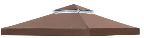 Ersatzdach Pavillon 3x3 m, Wasserdicht UV-Schutz Pavillonabdeckung mit Belüftung, Doppelte Dachkonstrukt, 300D-Polyester Pavillondach mit PA-Beschichtung, Pavillon-Ersatzdachüberdachung Pavillonplane