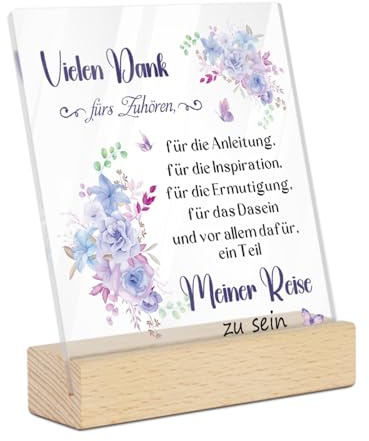 Putuo Decor Acrylschild Rechteck – Vielen Dank fürs Zuhören – Deko mit Spruch zum Danke sagen für Mentor, Kollegin oder Freundin