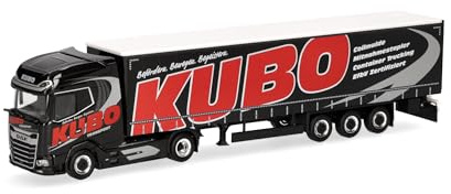 Herpa Model Truck DAF XG+ curtain-side semi-trailer KUBO, miniature scale 1:87, collectible, Made in Germany, plastic
