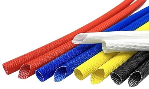 Silicone Fiberglass Braided Sleeving 1-20mm ID Heat Resistant Sleeve 200°C-400°C Flame Retardant Cable Protection Tube(200Deg Red Sleeve,6mm)