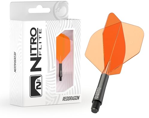 RED DRAGON Darts – Nitro Flite Integriert Dart Flights mit Schaft System – No.2 & Kite Dart Flight Form/Design- Erhältlich in Kurz, Dazwischenliegend & Medium - Profi schäfte & Flights Darts Zubehör