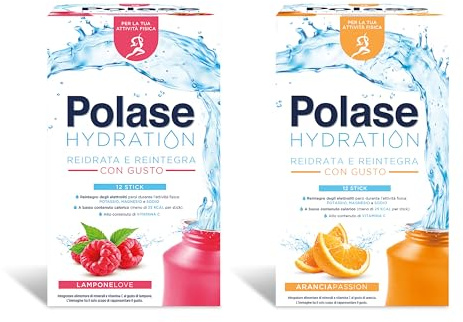 Polase Hydration Lampone e Arancia, Integratore Sali Minerali, 24 Sticks