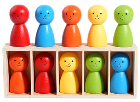 Bottle Color Match Game – Interaktives Travel Toy | Holz Hand-Eye Koordination Puzzle mit Color Matching Dolls, kompaktes Spielset für Evenings Gathering Travel Camping Holiday Night Trip Family Fun