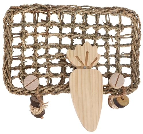 Ciieeo Tapis de Paille Tressée pour Lapin Suspendu Solide, Jouet d'escalade Naturel pour Petits Animaux, pour Cage et Activité de Mastication