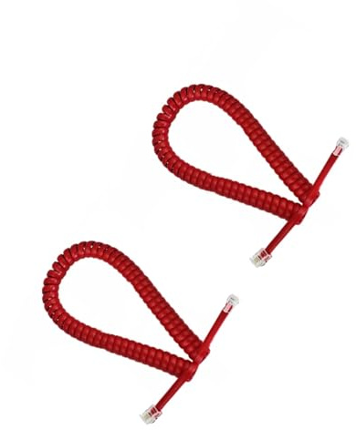ZBIianxer 2er Pack PVC RJ12-Telefonverlängerungskabel, 4P4C Goldstecker, hohe Flexibilität, Federspiralstruktur, 0, 5/3 / 3, 5 m, vergoldetes Spiralkabel