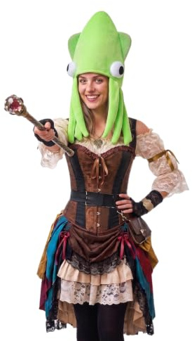 Faxianther Lustige Octopus Mütze, Kraken-Hut mit biegsamen Armen, Leicht, atmungsaktiv, hautfreundlich Kostümmütze für Erwachsene Halloween, Cosplay, Party-Accessoire (Grün)