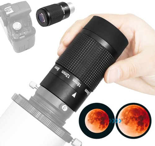 Astromania Zoom Eyepiece for Telescope, 8-24mm Wide Field Zoom Eyepiece Variable Power Design with T Thread for Astrophotography, Compatible with Telescope That Accept Telescope Eyepiece 1.25 Inch