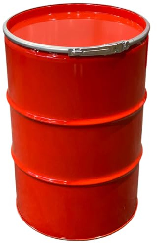 Srm - Design Metallfass 210 Liter Blechfass Fass Ölfass Tonne mit Spannring und Deckel Rot NEU
