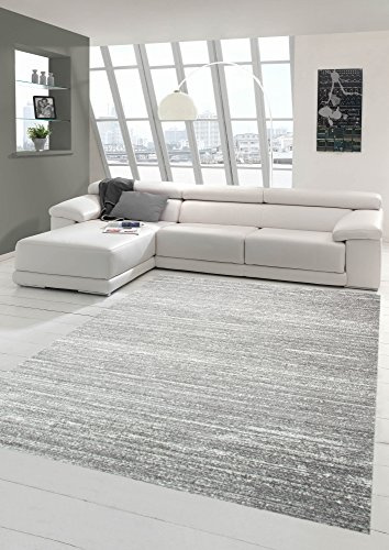 Designer und Moderner Teppich Wohnzimmerteppich Kurzflor Uni Design in Grau Größe 200 x 290 cm