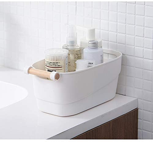 Bathroom storage baskets, Organiser Storage, bathroom Tidy Toiletries Organiser, Box Container For kitchen cupboards cabinets bedroom pantry caddy - pack of 1, 5 litre white plastic
