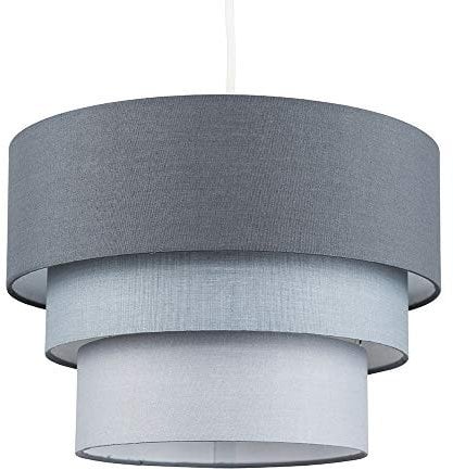 MiniSun | Round Modern 3 Tier Fabric Ceiling Pendant Light Shade in Dark Grey | Pendant Lights, Home Décor & Improvement Essential