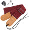 longteam Einfacher Gitarrengurt aus Leinen und Leder, Verstellbare Länge, Langlebig, für E-Gitarre, Bass mit Nägel, Seil, Plektren (Rot)