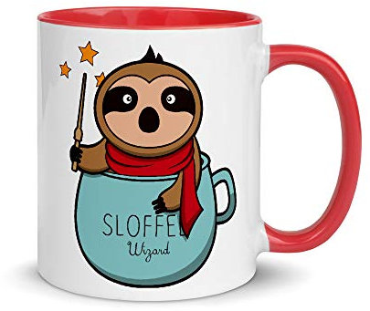 Jimbeels Sloffee Wizard | Zweifarbige Tasse | Lustiger Faultier Spruch | Kaffeetasse | Lustiger Kaffee Spruch | Geschenk für Faultierfans | Magier Hexer