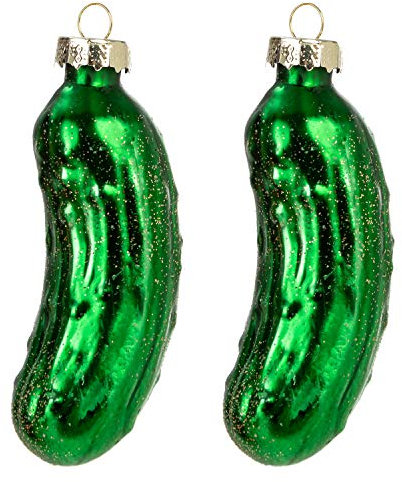Joiedomi Weihnachtsgurke Ornament Glas geblasenes Ornament 2-teiliges Set Handgefertigte Glasgeblasene Ornamente für Weihnachtsbaumschmuck Weihnachtsfeier