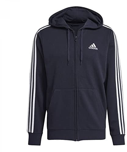 adidas M 3S FT FZ HD, Giacca Sportiva Menù, Legend Ink/White