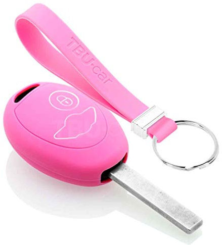TBU car Autoschlüssel Hülle kompatibel mit Mini 2 Tasten - Schutzhülle aus Silikon - Auto Schlüsselhülle Cover in Rosa