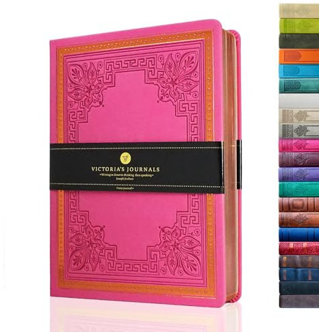Victoria's Journals Tagebuch, Kunstleder, Vintage, Hardcover, liniertes Notizbuch, altmodisches Reisetagebuch, A5, Größe 14,5 x 20,5 cm