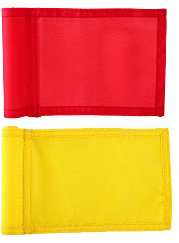 F Fityle Nylon Golf Flag Professional Golf Practice Training Putting Green Flag Banner Pennant, Yellow, 15x24.5cm