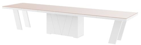 Design Esstisch HEG-111 Cappuccino Hochglanz / Weiß Hochglanz ausziehbar XXL 160 cm bis 412 cm Esszimmertisch für 16 Personen Kitchentable Funktionstisch Ausziehtisch Esszimmer Tisch Esszimmermöbel