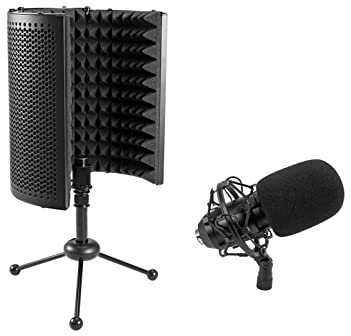 OMNITRONIC Set MIC CM-78MK2 Großmembran-Kondensatormikrofon + AS-04 Tisch-Mikrofon-Absorbersystem