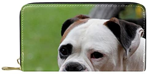 Brieftasche Leder Leder Reißverschluss Lange Geldbörse Hund Muster