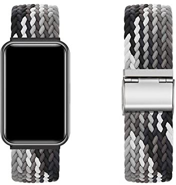 KARYOU Nylon Armband fr Huawei Watch Fit - Schwarz, 21mm, Sportliches Armband mit Schnalle und Edelstahl