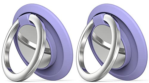 2 Pieces Phone Ring Holder, 360° Adjustable Mobile Phone Loop Universal Cell Phone Finger Grip Ring Magnetic Finger Ring Stand Car Mount Phone Ring for All Smartphones (purple)