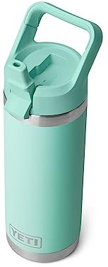 Yeti Rambler 18 oz Bottle, Vacuum Insulated, Stainless Steel with Straw Cap, Seafoam
