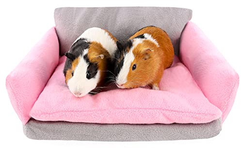 ONEJU Meerschweinchen Bett, Meerschweinchen Sofa, abnehmbare gepolsterte Kissen, gefüllte Arme und Rücken, super gemütlich, ideales Zubehoer für kleine Haustiere