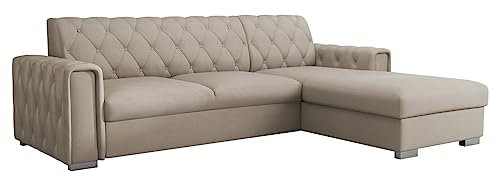 Mirjan24 Eckcouch Ritozi, Ecksofa mit Bettkasten und Schlaffunktion, Polsterecke, Bettsofa, Gesteppte Rückenlehne, Schlafcouch L-Form Sofa, Couch, Wohnlandschaft (Paros 02, Seite: Rechts)