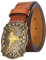 HilyBony Western-PU-Leder-Gürtel für Männer und Frauen, Cowboy-Cowgirl-Longhorn-Bull-Muster, gravierte Schnalle, Gürtel für Unisex, braun, for 27-32 waist