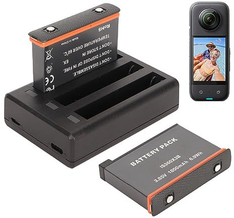 Ersatz für X3 Akku 1800 MAh mit 3 Kanälen, USB-Schnellladegerät, Kompatibel mit Wiederaufladbarem X3 Kamera-Akku, 2er-Pack