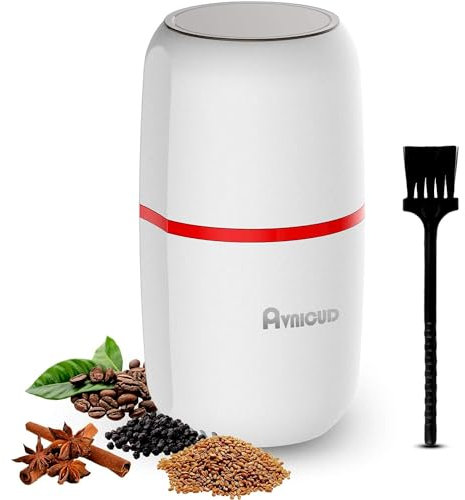 Moulin à Café ÉLectrique 150W, Moulin à Épices Avec Lames En Acier Inoxydable, Grande Capacité 120 G, Convient pour les grains de café, les noix, les épices, les céréales et les poivrons (Blanc)