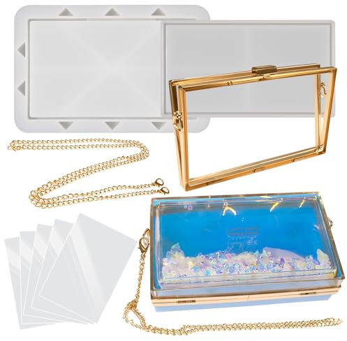 Resin Shaker Mould Clutch Purse Complete Kits of 9 Large Rectangle Bag DIY Accessories