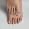BTArtbox False Toenails Short - 32 Pcs Stick on Toe Nails, Sliver Metallic Mirror Press on Toenails, Fit Perfectly Fake Toe Nail Tips with Glue in 16 Sizes, Love Streams