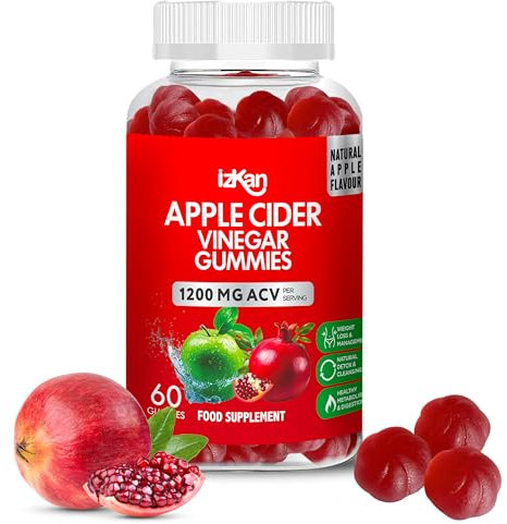 Apple Cider Vinegar Gummies with Mother 1200mg –ACV Gummies - | Digestive Health, Energy, Immune and Metabolism Support | - with Vitamin B12, B6 & Beetroot & Pomegranate Vegan 60 Count (1X)