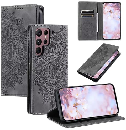 FMPCUON Handyhülle für LG G6 Hülle Premium Leder Klappbar Flip Case Magnet Kartenfach Standfunktion Tasche Schutzhülle für LG G6 - Grau