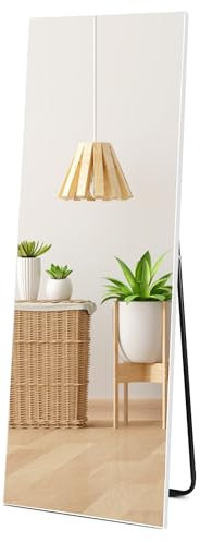 Hoikwo Full Length Mirrors 150x51 cm (59x20 inches),Standing Mirror with White Frame for Bedroom, Living Room or Bathroom
