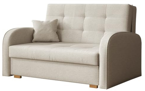 Mirjan24 Schlafsofa Viva Gold II mit Bettkasten, 2 Sitzer Polstersofa mit Schlaffunktion inkl. Kissen, Sofa, Sofagarnitur, Bettsofa, Wohnlandschaft, Farbauswahl (Aragon 03)