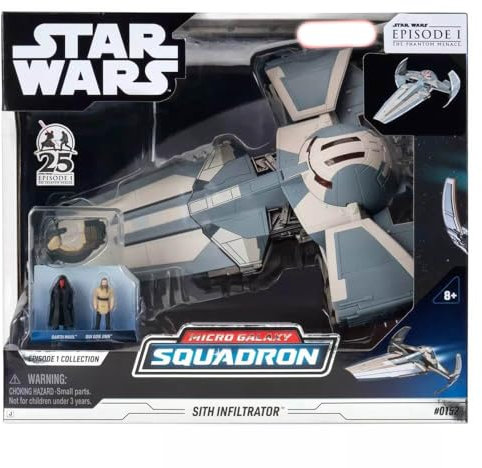 Star Wars Micro Galaxy Squadron Sith Infiltrator – Véhicule de 25,4 cm avec Speeder de 6,3 cm avec Support et 2 Accessoires pour Micro Figurines de 2,5 cm