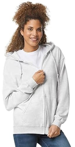 TICTEX Felpa con Cappuccio Unisex | Giacca in Pile Misto Pesante per Uomo e Donna | Giacca in Felpa con Cappuccio e Cerniera | Giacca Estiva Leggera | Ash, L