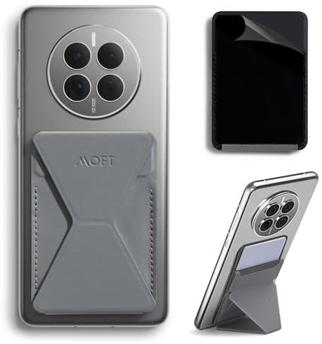 MOFT Kartenhalter Handy Ständer, Unsichtbare Selbstklebende Kartenhalter Portemonnaie, Veganes Leder Stick On Karten Portemonnaie für iPhone Android Smartphones (Cool Grey)