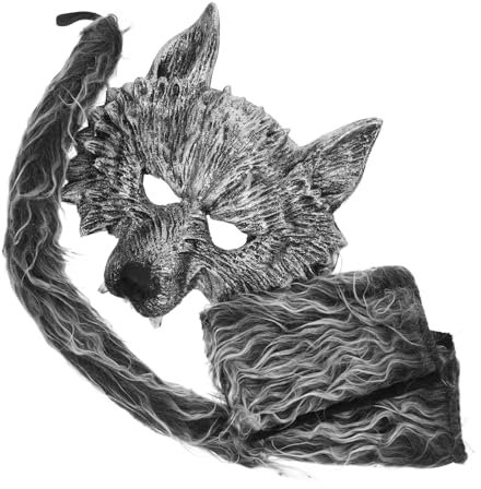 MOLUCKFU Wolfskostüm Tierkostüm Wolfsmaske Cosplay-maske Dekorative Handschuhe Cosplay-zubehör Foto-requisiten Party-cosplay-dekor Halloween-kostüm