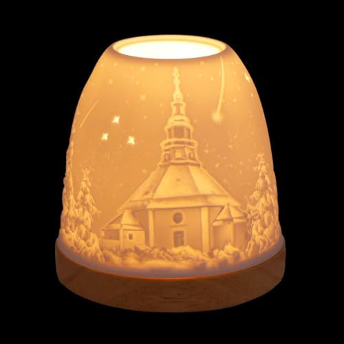 Hellmann Versand Mini-Iglu - Nr. 307 Seiffener Kirche - Kerzenhalter, Weiß, Porzellan, Formal, Feste Anlässe
