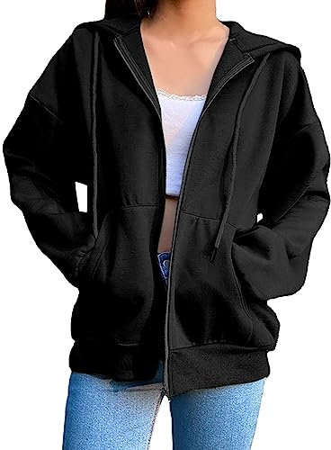 Spolverino da donna in tinta unita con cappuccio in peluche maglione a maniche lunghe vestibilità ampia cappotto sportivo plus size giacca di jeans 5x, Nero , M